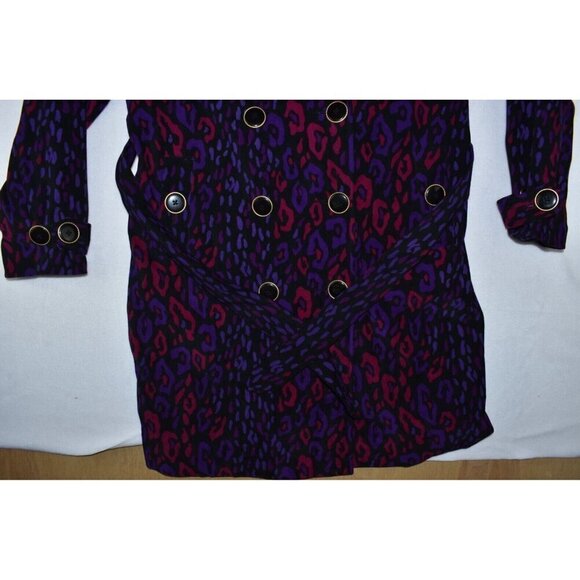 Bob Mackie Womens Leopard Print Wearable Art Multicolor Trench Coat Size L - Picture 4 of 11